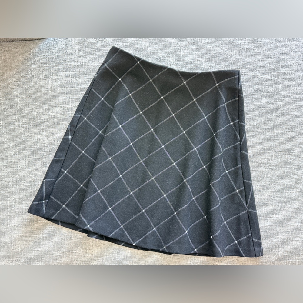 LOFT Black and White Checkered A-Line Skirt